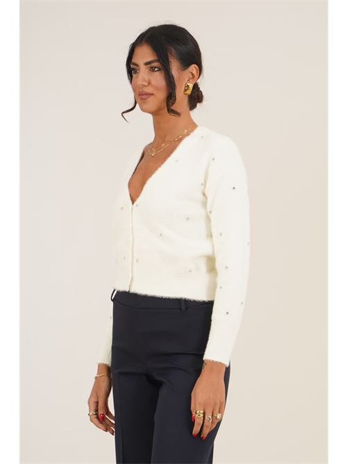 Cardigan con strass Griffai | 6979PANNA