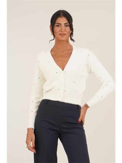 Cardigan con strass Griffai | 6979PANNA