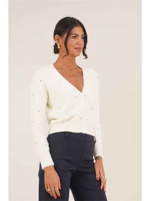 Cardigan con strass Griffai | 6979PANNA