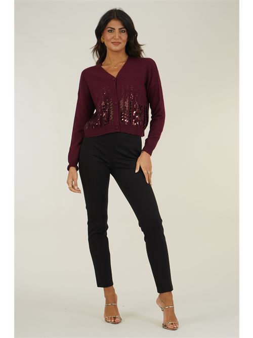 Cardigan in viscosa con paillettes
