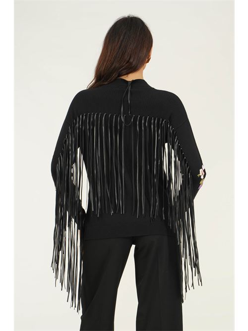 Maglia in viscosa con frange LAFTY.LIE | 04F161NERO