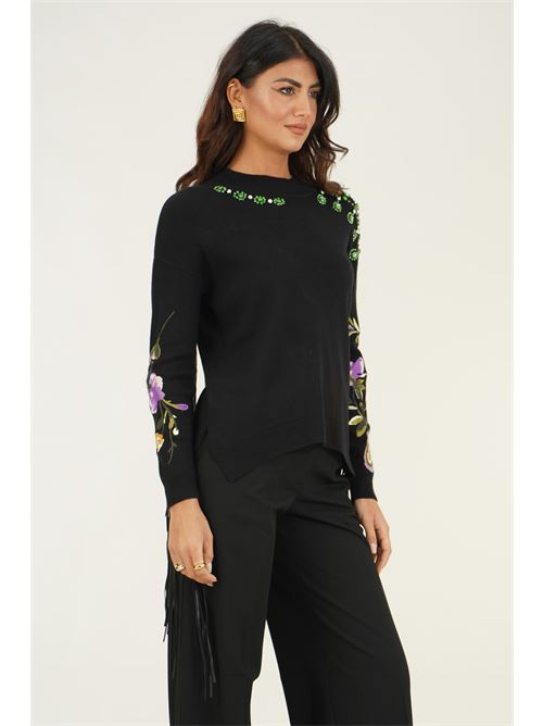 Maglia in viscosa con frange LAFTY.LIE | 04F161NERO