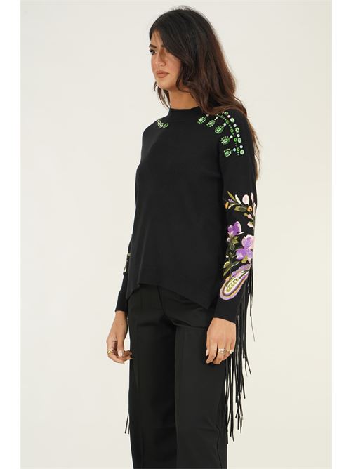 Maglia in viscosa con frange LAFTY.LIE | 04F161NERO