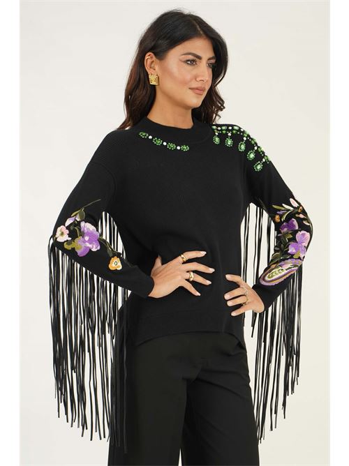 Maglia in viscosa con frange LAFTY.LIE | 04F161NERO