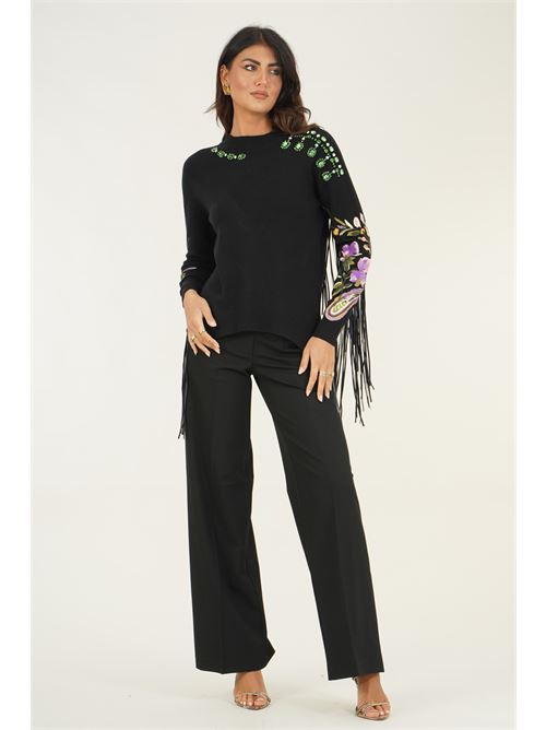 Maglia in viscosa con frange LAFTY.LIE | 04F161NERO
