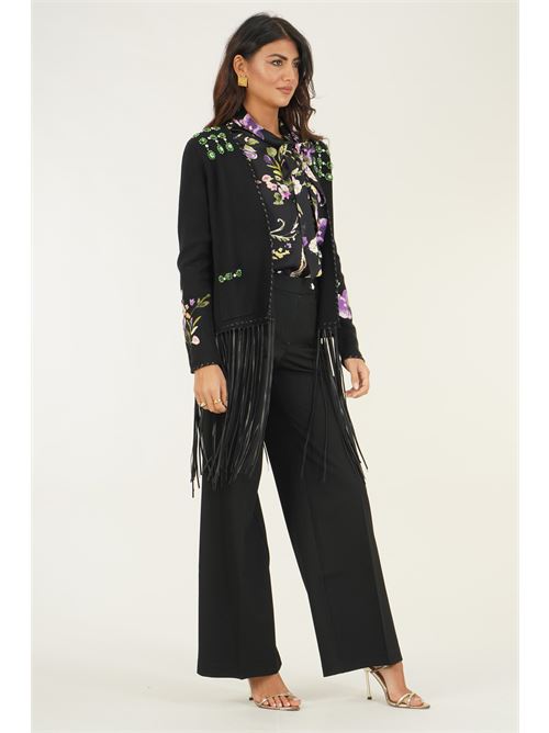 Cardigan con frange LAFTY.LIE | 04F167NERO