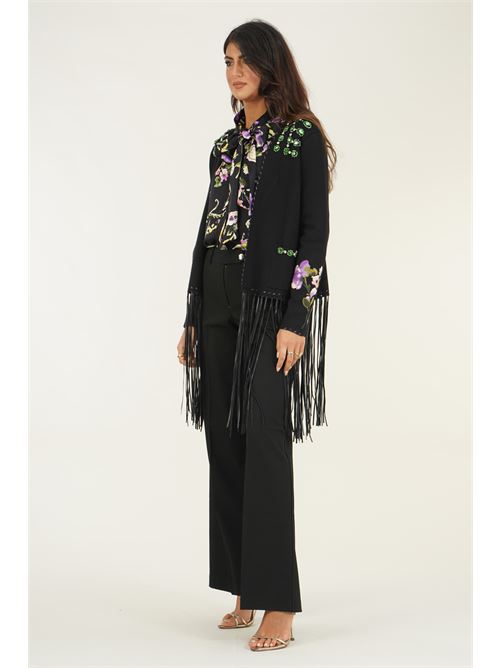 Cardigan con frange LAFTY.LIE | 04F167NERO
