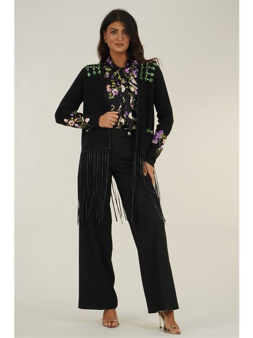 Cardigan con frange LAFTY.LIE | 04F167NERO