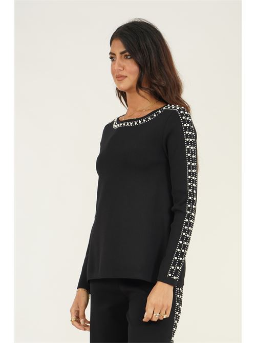 Magli ain viscosa con strass LAFTY.LIE | 39M152NERO