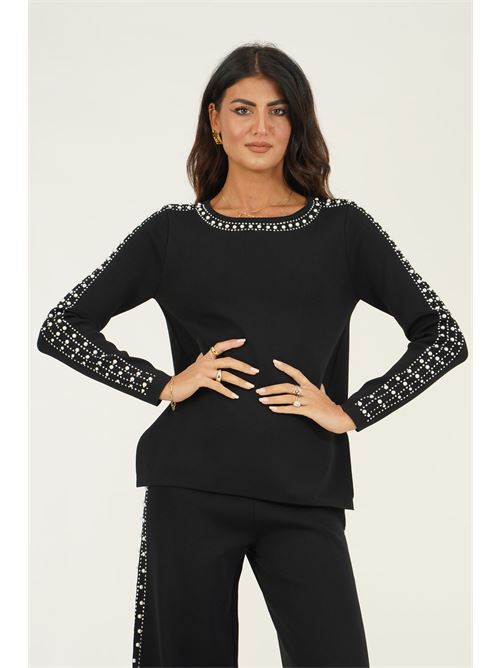 Magli ain viscosa con strass LAFTY.LIE | 39M152NERO