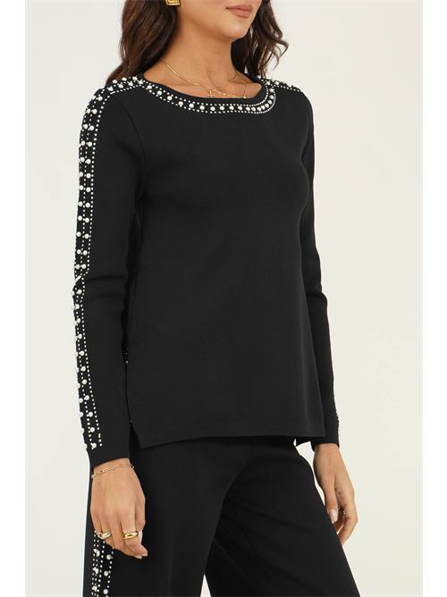 Magli ain viscosa con strass LAFTY.LIE | 39M152NERO