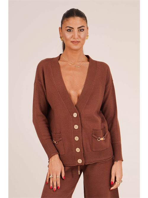 Cardigan in viscosa LANACAPRINA | LC6002MARRONE