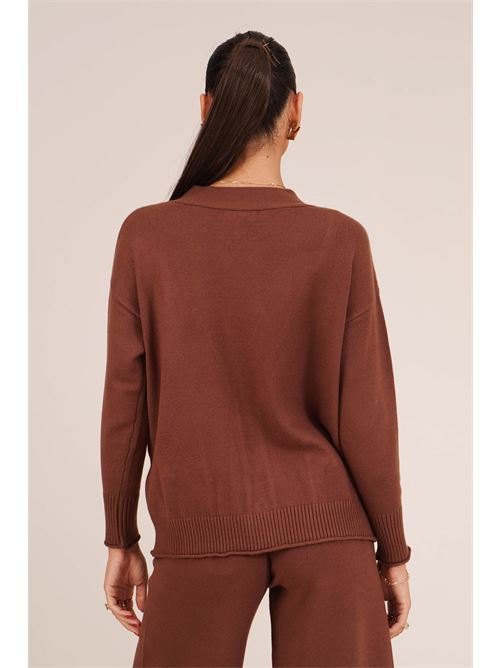 Cardigan in viscosa LANACAPRINA | LC6002MARRONE