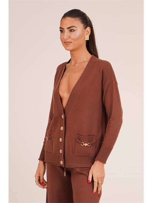 Cardigan in viscosa LANACAPRINA | LC6002MARRONE