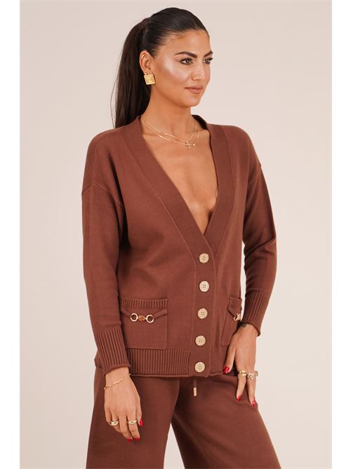 Cardigan in viscosa LANACAPRINA | LC6002MARRONE