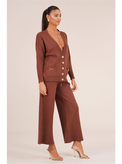 Cardigan in viscosa LANACAPRINA | LC6002MARRONE