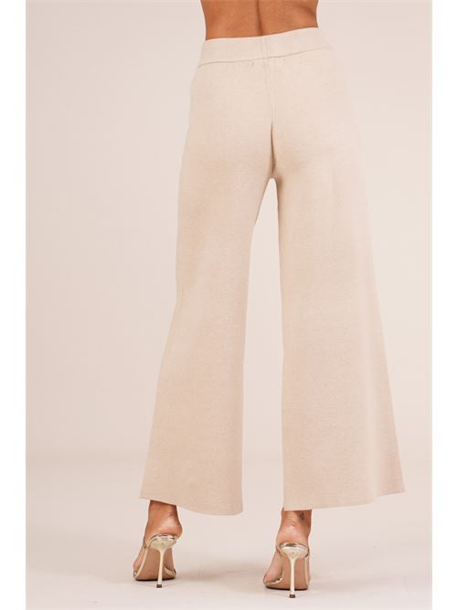 Pantalone in viscosa con lacceti LANACAPRINA | LC6003BEIGE