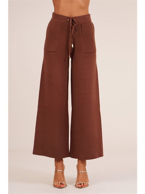 Pantalone in viscosa con laccetti LANACAPRINA | LC6003MARRONE