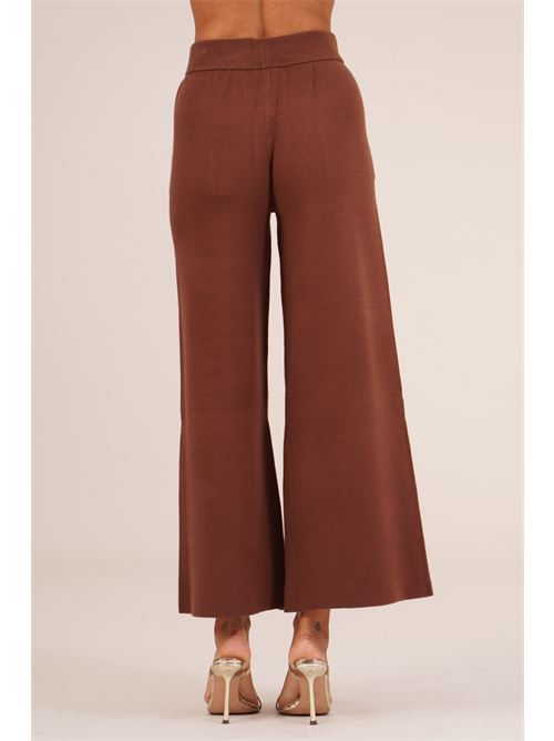 Pantalone in viscosa con laccetti LANACAPRINA | LC6003MARRONE