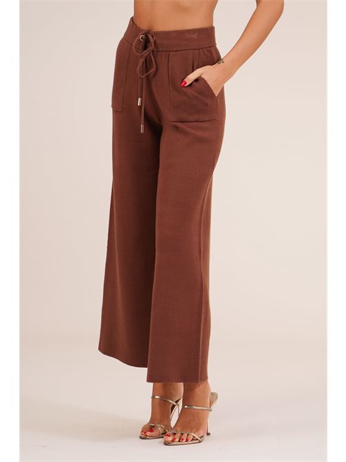 Pantalone in viscosa con laccetti LANACAPRINA | LC6003MARRONE