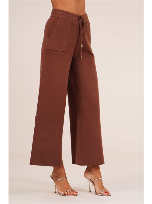 Pantalone in viscosa con laccetti LANACAPRINA | LC6003MARRONE
