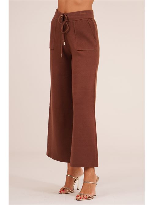 Pantalone in viscosa con laccetti LANACAPRINA | LC6003MARRONE