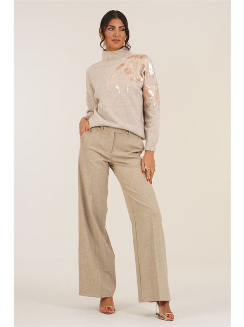 Maglia con paillettes LANACAPRINA | LC6042BEIGE