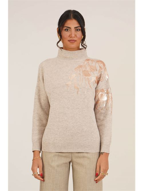 Maglia con paillettes LANACAPRINA | LC6042BEIGE