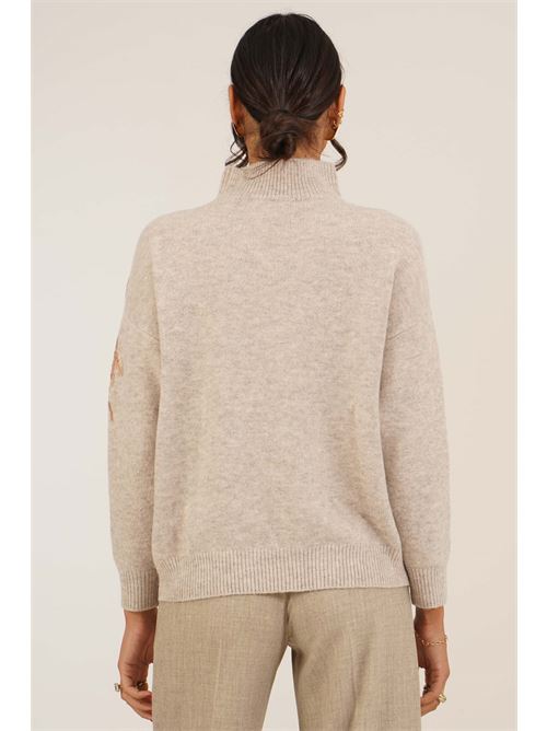 Maglia con paillettes LANACAPRINA | LC6042BEIGE