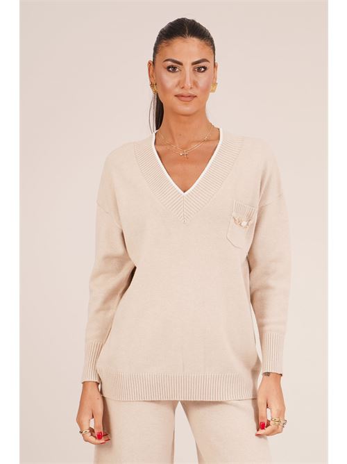 Maglia in viscosa LANACAPRINA | LC605BEIGE