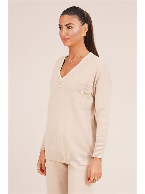 Maglia in viscosa LANACAPRINA | LC605BEIGE
