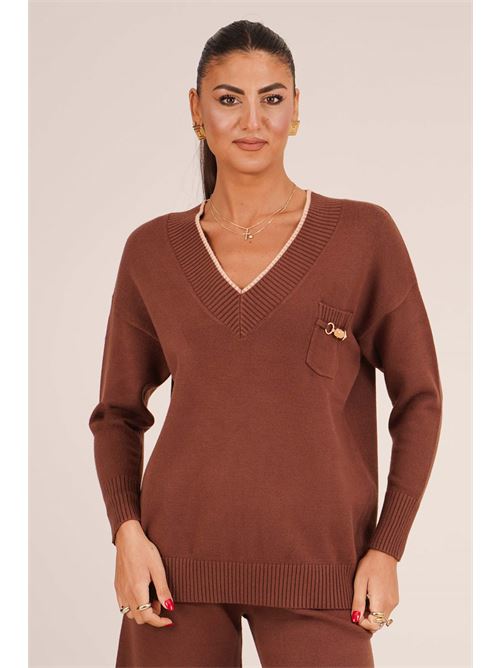 Maglia in viscosa LANACAPRINA | LC605MARRONE