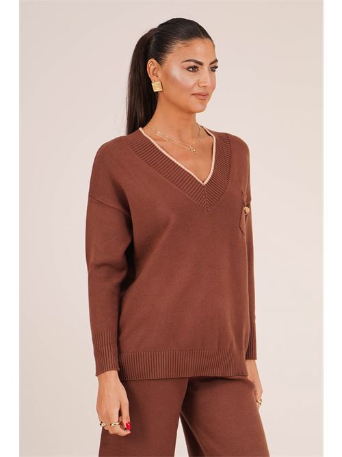 Maglia in viscosa LANACAPRINA | LC605MARRONE