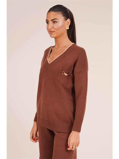 Maglia in viscosa LANACAPRINA | LC605MARRONE