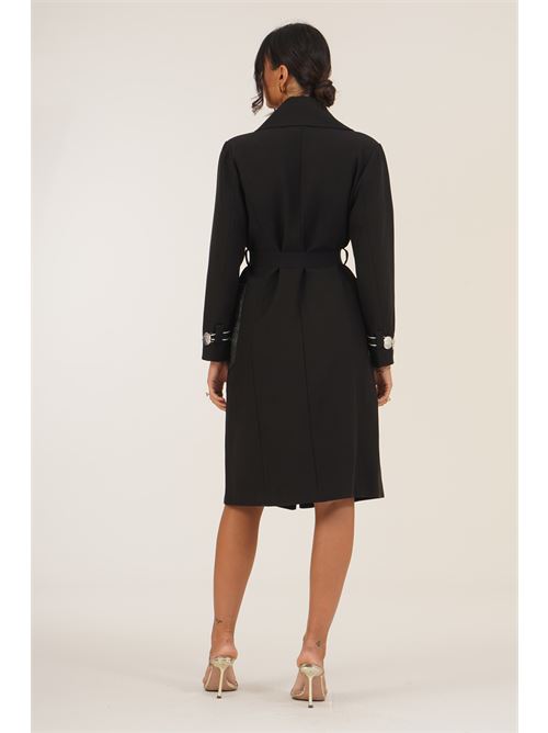 Cappotto con cintura LANACAPRINA | LC6100NERO