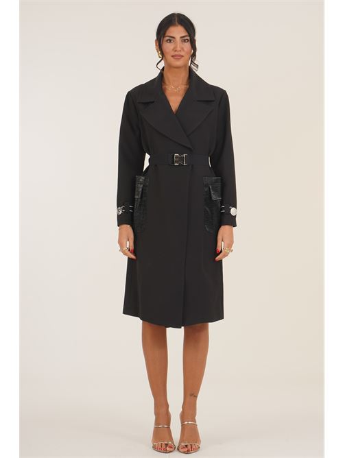 Cappotto con cintura LANACAPRINA | LC6100NERO