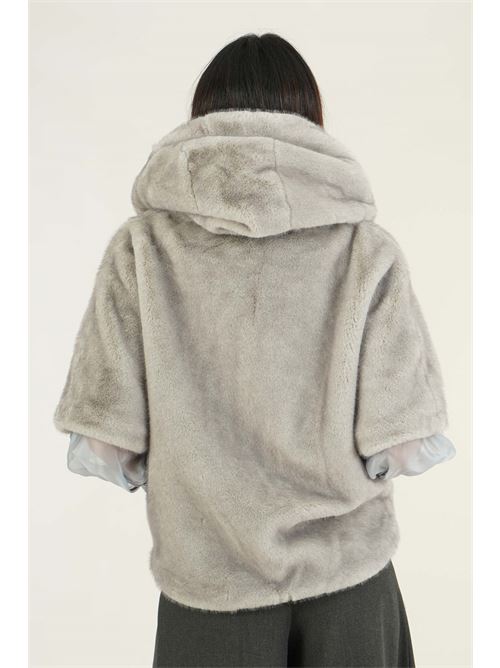 Giubbino effetto pelo con cappuccio LANACAPRINA | LC6108GRIGIO
