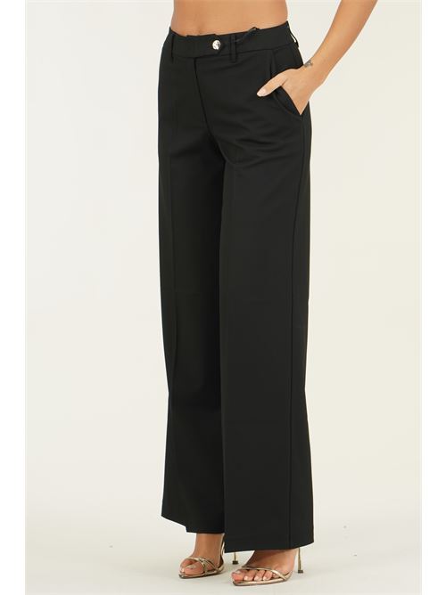 Pantalone palazzo in cady LANACAPRINA | LC6228NERO
