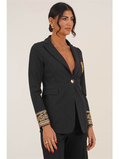 Giacca con ricami antracite LANACAPRINA | LC6247ANTRACI