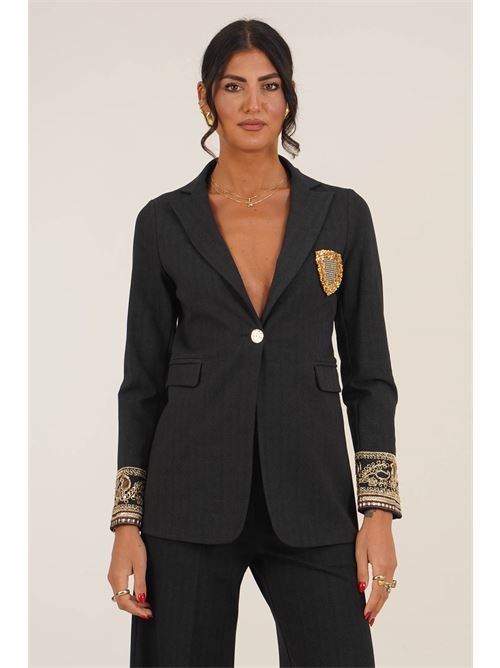 Giacca con ricami antracite LANACAPRINA | LC6247ANTRACI