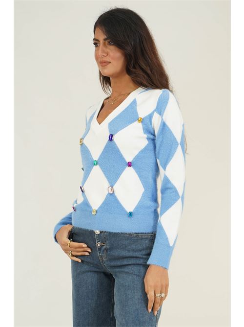 Maglia in viscosa con pietre Z.O.E. | 18V173AZZURRO/PANNA