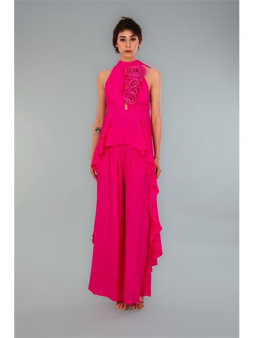 Top asimmetrico in viscosa Babylon | S00365FUXIA