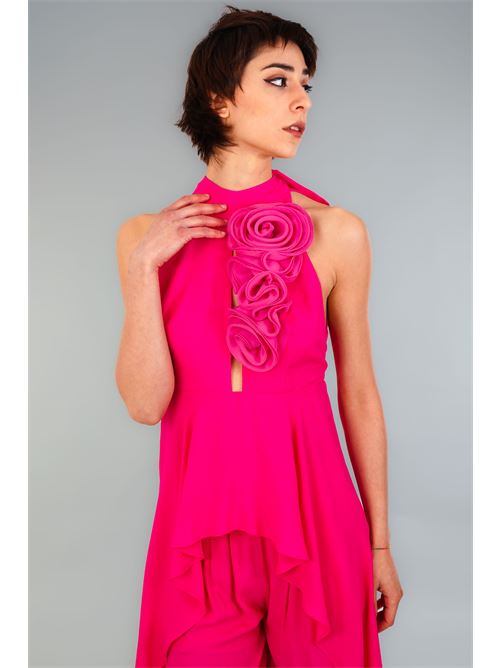 Top asimmetrico in viscosa Babylon | S00365FUXIA