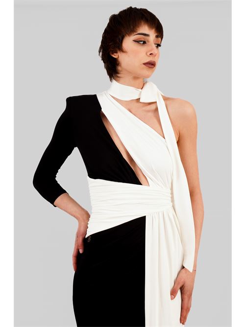 Abito in viscosa elastica Babylon | S00880NERO-BIANCO