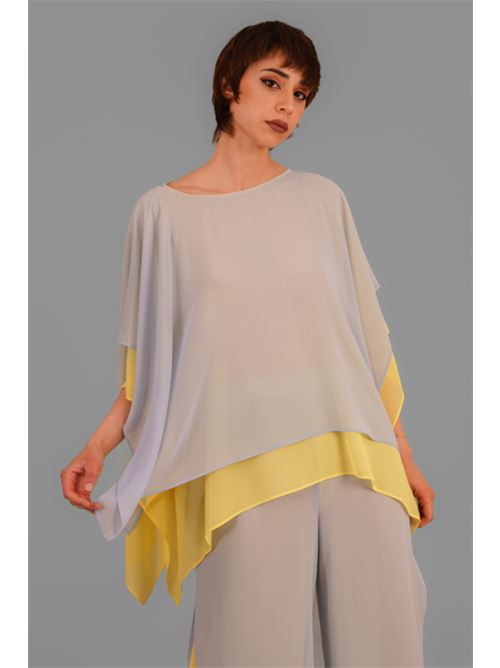 Casacca in georgette doppiato Clips | U414E694POLVERE/GIALLO