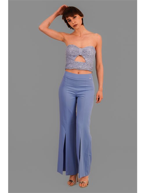 Top in microrete con pailettes Nualy | 15163CIELO